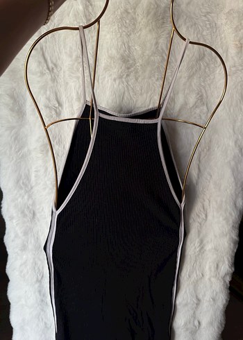 Siyah Uzun İnce Askılı Elbise - Görsel 5