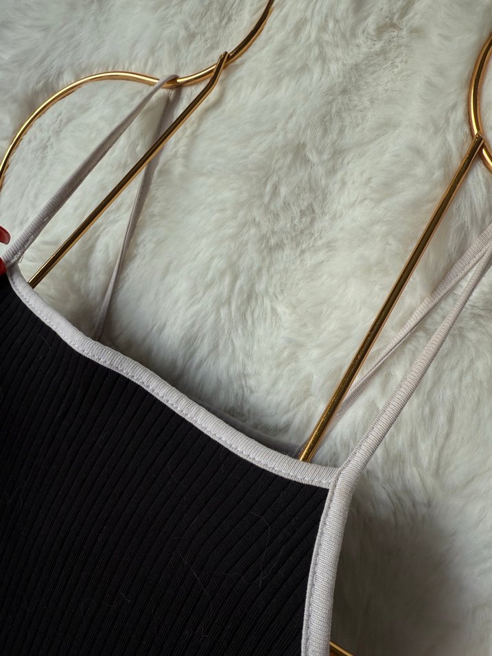 Siyah Uzun İnce Askılı Elbise - Görsel 4