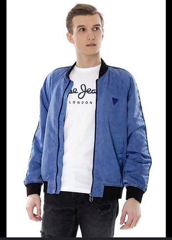 Parlak Mavi Fermuarlı Erkek Ceket - Görsel 2