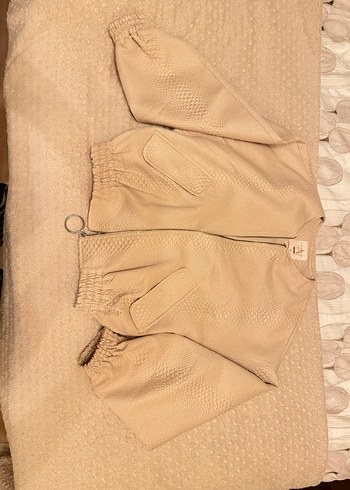 Bej Kadın Midi Ceket, Yılan Desenli, Salaş Kesim - Görsel 4