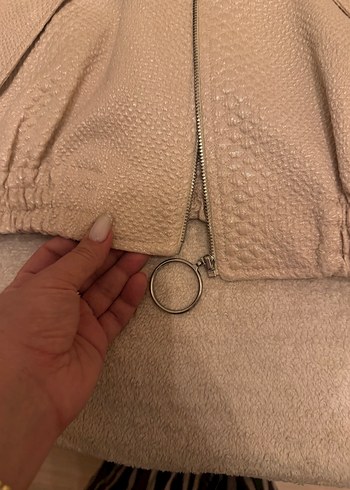 Bej Kadın Midi Ceket, Yılan Desenli, Salaş Kesim - Görsel 6