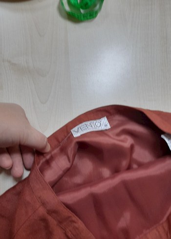 38 Beden bordo Renk Kiremit rengi Keten Midi Etek