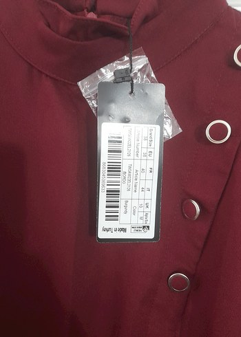 38 Beden bordo Renk Bordo Düğmeli Midi Elbise