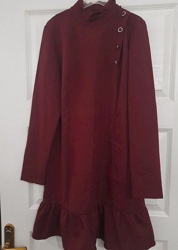 Trendyol & Milla Bordo Düğmeli Midi Elbise