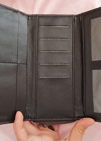 Beden haki Renk Deri Fermuarlı Kadın Portföy Cüzdan