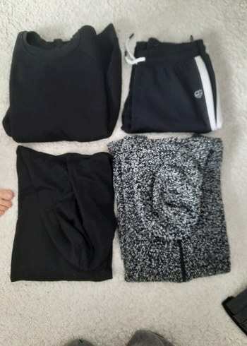 Kiz Çocuk Gri Kapüşonlu Sweatshirt ve Eşofman