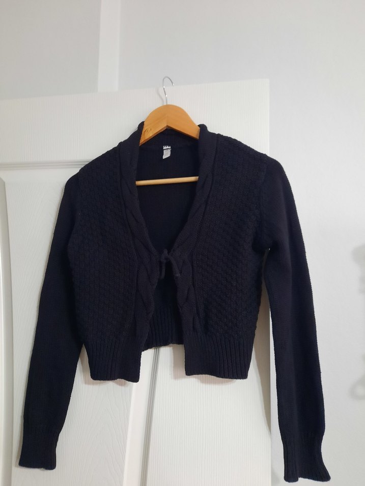 Kız Çocuk Siyah Örgü hırka - Görsel 2