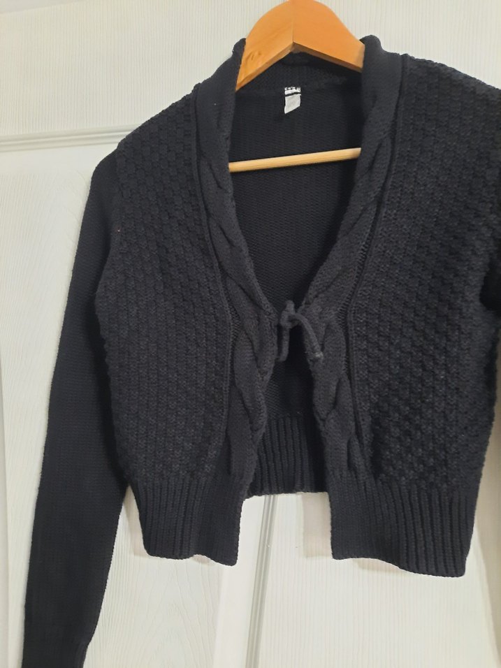 Kız Çocuk Siyah Örgü hırka - Görsel 4