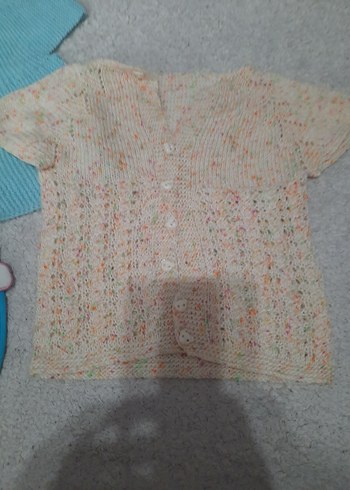 Kızlar için Mavi Örgü Kolsuz Hırka - Görsel 4