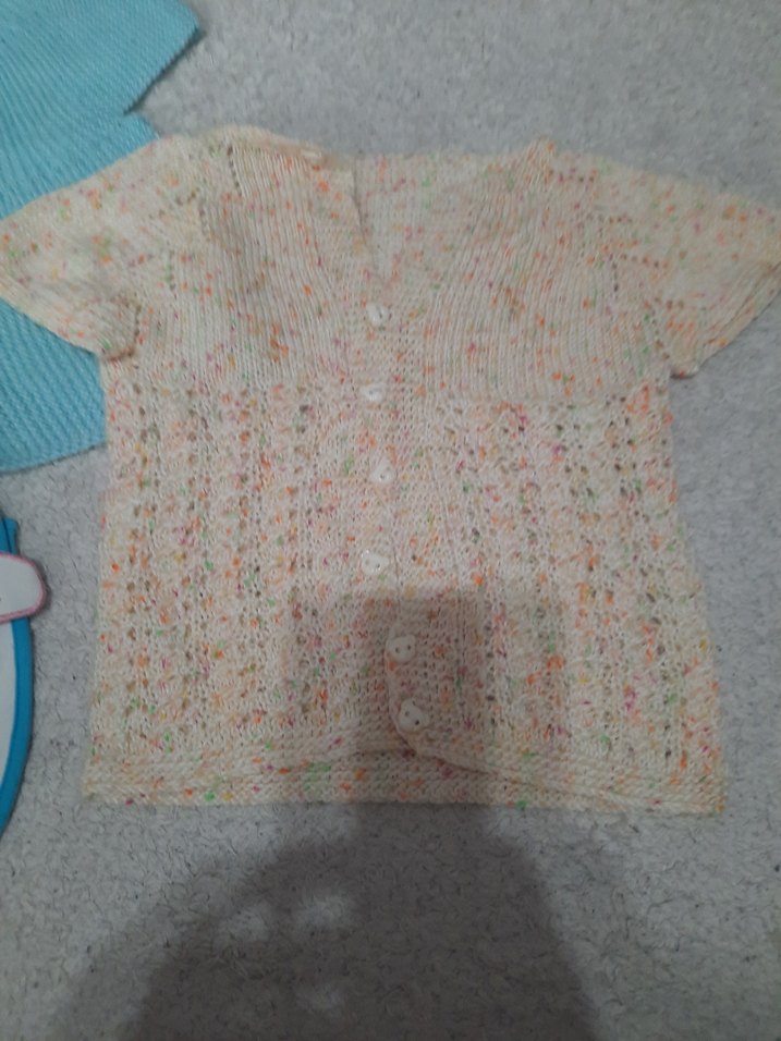 Kızlar için Mavi Örgü Kolsuz Hırka - Görsel 4