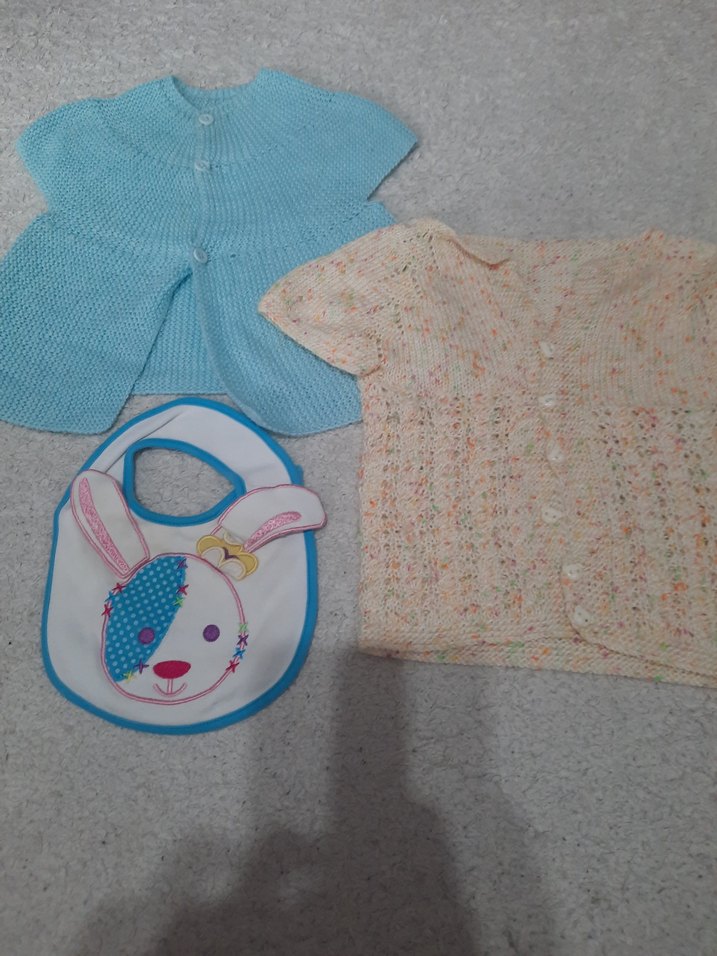 Kızlar için Mavi Örgü Kolsuz Hırka - Görsel 2