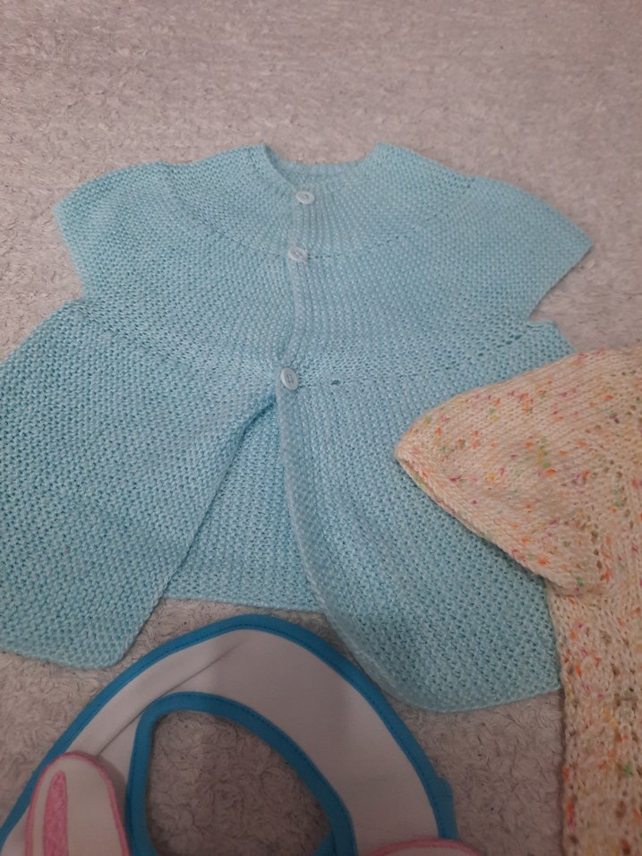 Kızlar için Mavi Örgü Kolsuz Hırka - Görsel 3