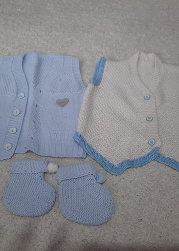 Erkek Çocuk Beyaz Triko Hırka 6 12 ay - Görsel 2