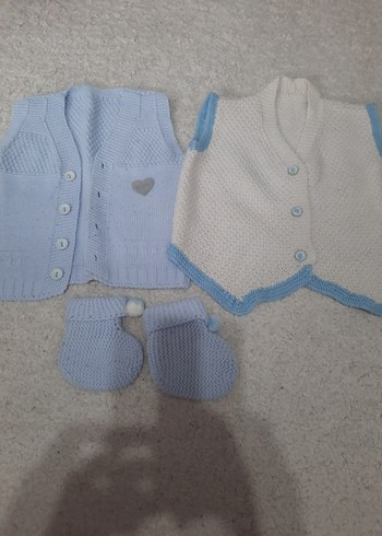 Erkek Çocuk Beyaz Triko Hırka 6 12 ay - Görsel 3