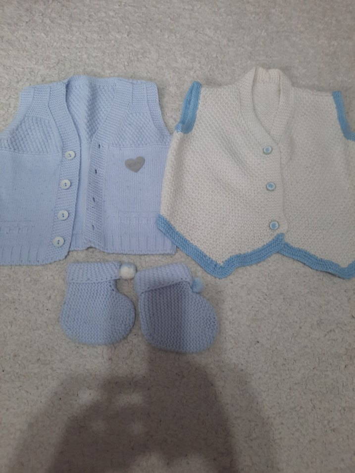 Erkek Çocuk Beyaz Triko Hırka 6 12 ay - Görsel 3