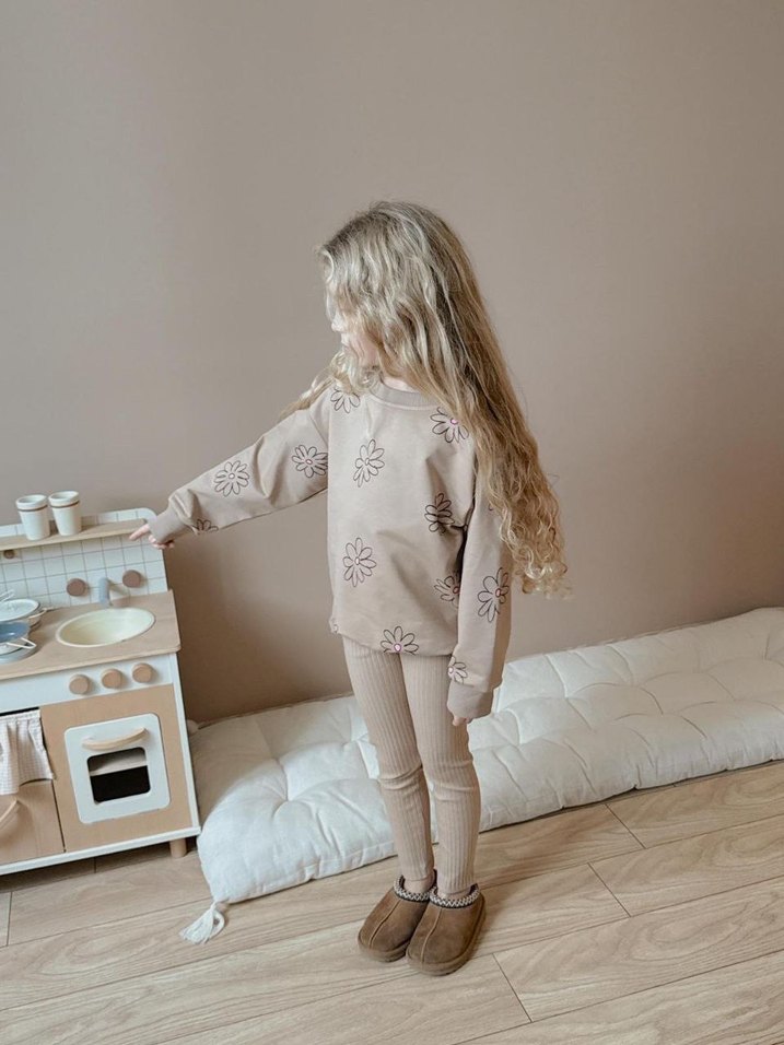 Kız Çocuk Bej Tie-Dye Sweatshirt ve Pantolon - Görsel 2