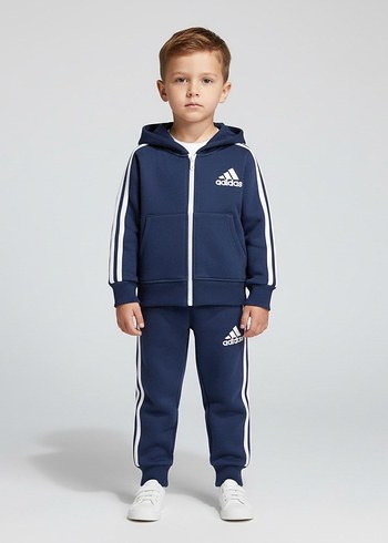 Erkek Çocuk Lacivert Adidas Kapüşonlu Eşofman Takımı - Görsel 4