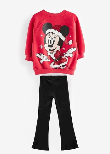 Kız Çocuk Kırmızı Baskılı Sweatshirt ve Siyah Pantolon - Görsel 7