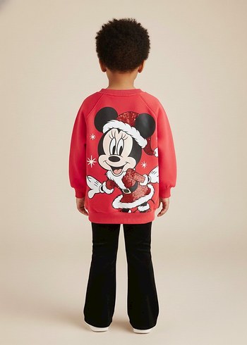 Kız Çocuk Kırmızı Baskılı Sweatshirt ve Siyah Pantolon - Görsel 6