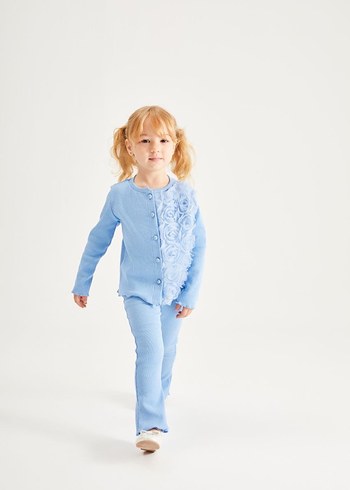 Kız Çocuk Mavi Triko Takım - Görsel 2