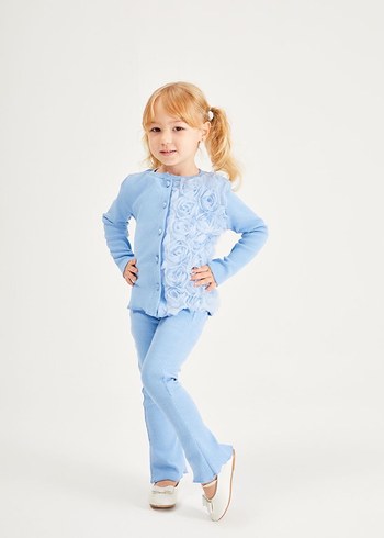 Kız Çocuk Mavi Triko Takım - Görsel 4