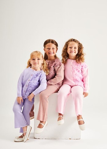 Kızlar için Lila Dantelli Bol Kesim triko takım - Görsel 4