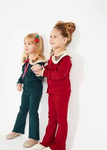 Nakışlı Triko Kız Triko Takım - Görsel 5