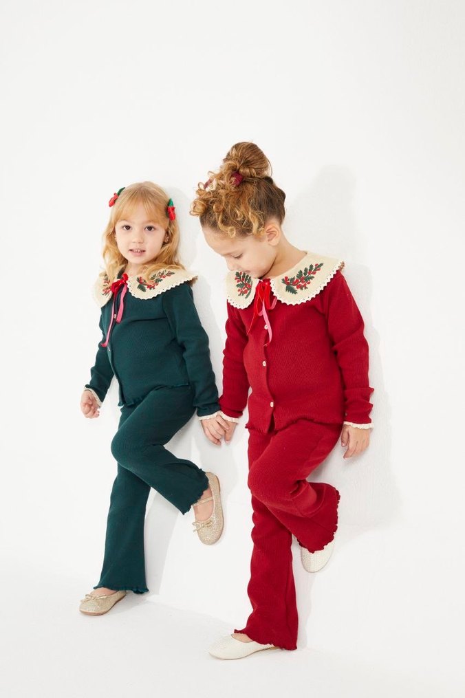 Nakışlı Triko Kız Triko Takım - Görsel 3