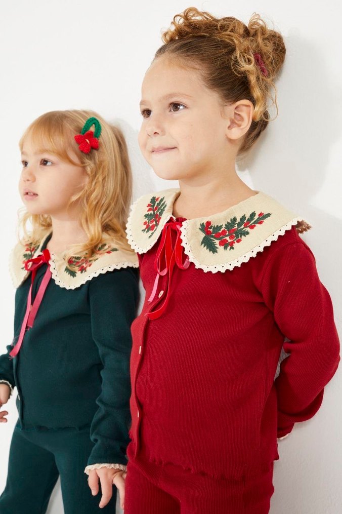 Nakışlı Triko Kız Triko Takım - Görsel 4