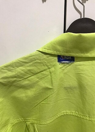 s Beden yeşil Renk Neon Oversize Gömlek 