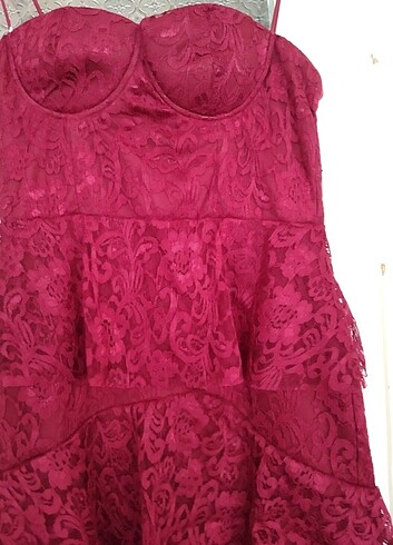 m Beden bordo Renk TRENDYOL DANTELLİ GECE ELBİSE 