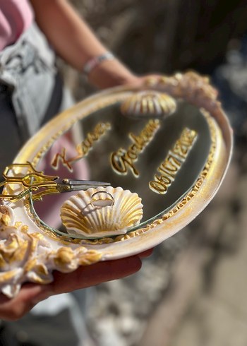 Altın Renk Parlak Oval söz tepsisi - Görsel 2