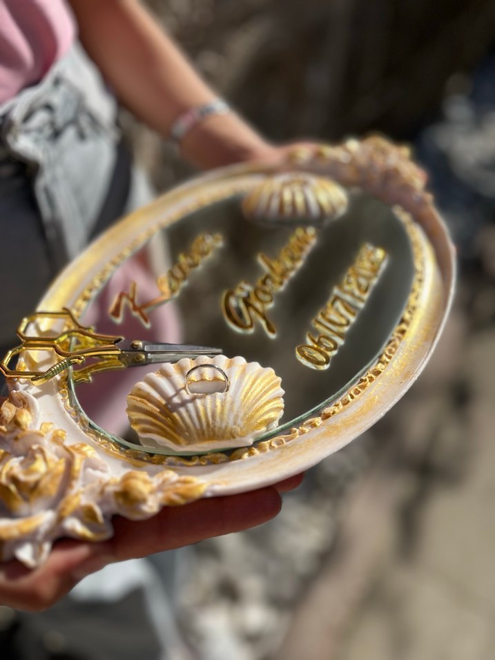 Altın Renk Parlak Oval söz tepsisi - Görsel 2