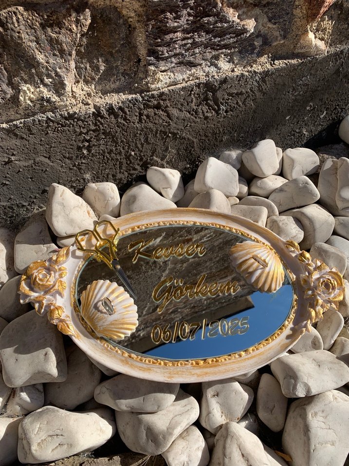 Altın Renk Parlak Oval söz tepsisi - Görsel 3