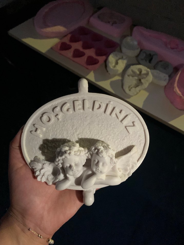 Hoşgeldiniz Yazılı Melek Figürlü Dekoratif kapı süsü - Görsel 5