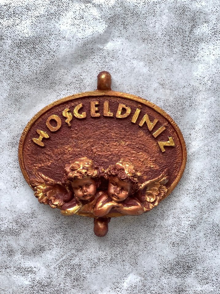 Hoşgeldiniz Yazılı Melek Figürlü Dekoratif kapı süsü - Görsel 3