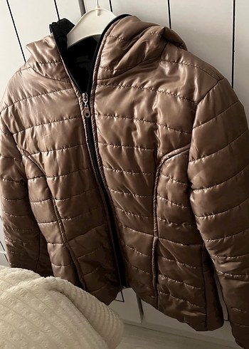 Dik Yakalı Fermuarlı Kahverengi Kadın Mont - Görsel 5