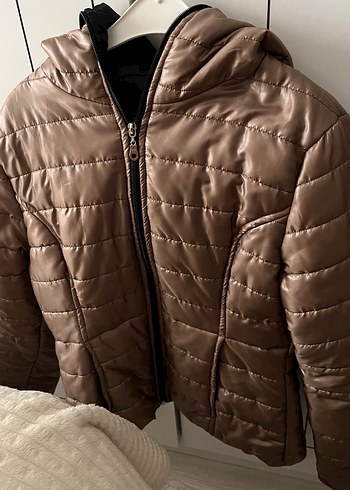 Dik Yakalı Fermuarlı Kahverengi Kadın Mont - Görsel 7