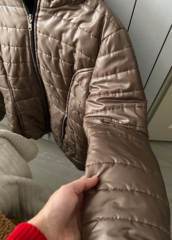 Dik Yakalı Fermuarlı Kahverengi Kadın Mont - Görsel 3