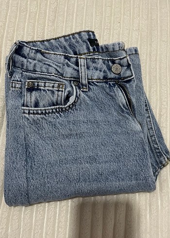 Gri Mavimsi Geniş Paça Kadın Kot Pantolon - Görsel 6