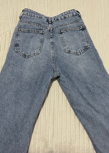 Gri Mavimsi Geniş Paça Kadın Kot Pantolon - Görsel 2