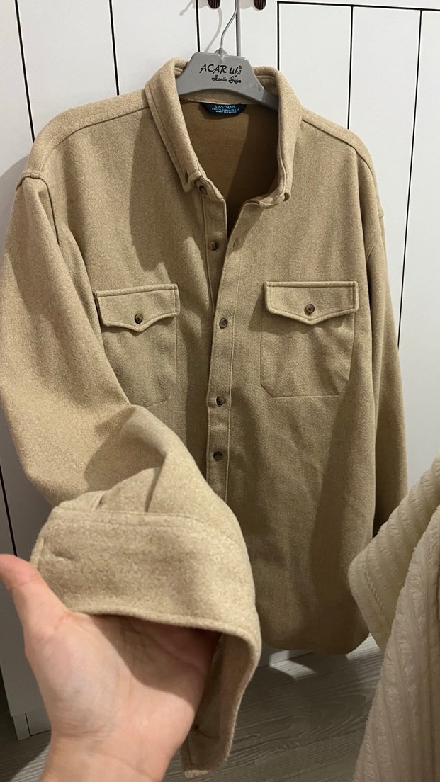 Bej Düğmeli Erkek Gömlek - Görsel 2