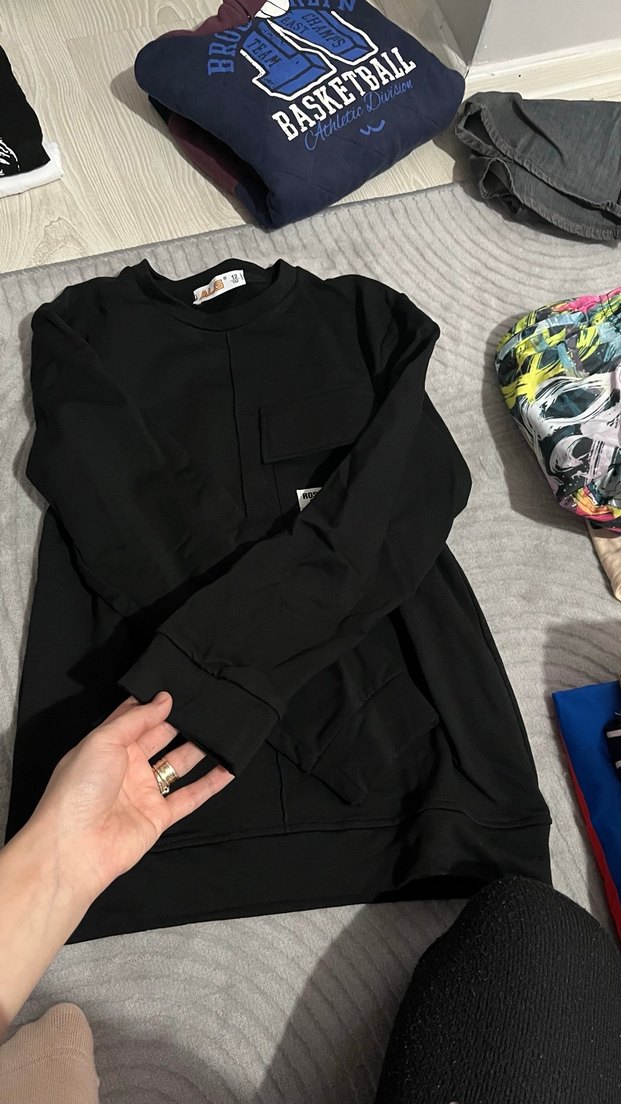 Siyah Erkek çocuk Uzun Kollu Sweatshirt - Görsel 3