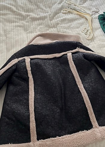 Gri Kürklü Siyah Kadın Biker Ceket - Görsel 2