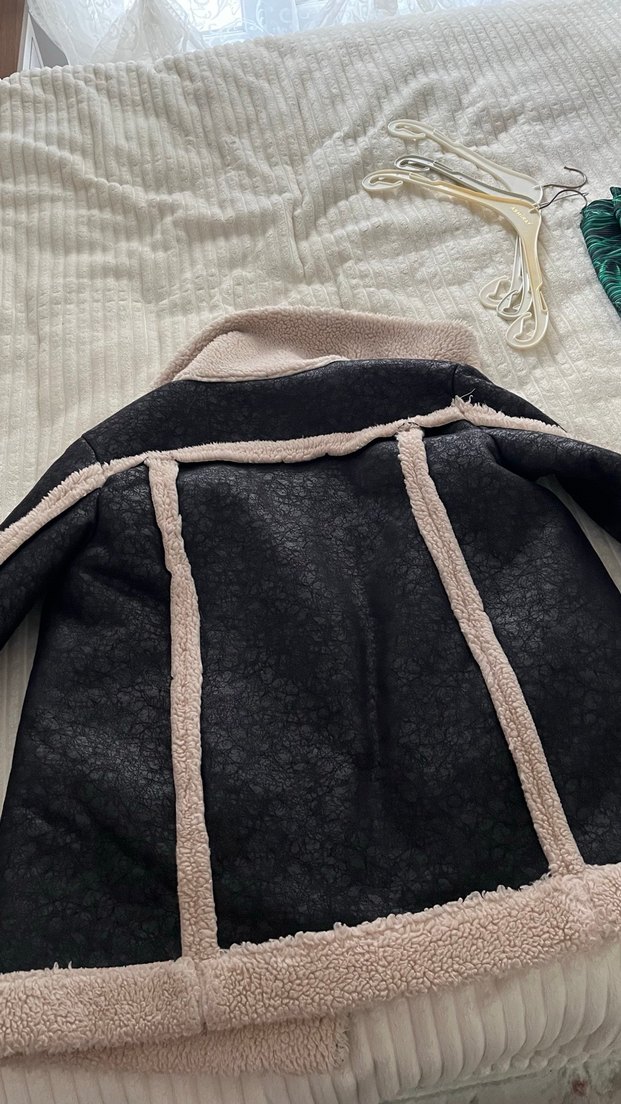 Gri Kürklü Siyah Kadın Biker Ceket - Görsel 2