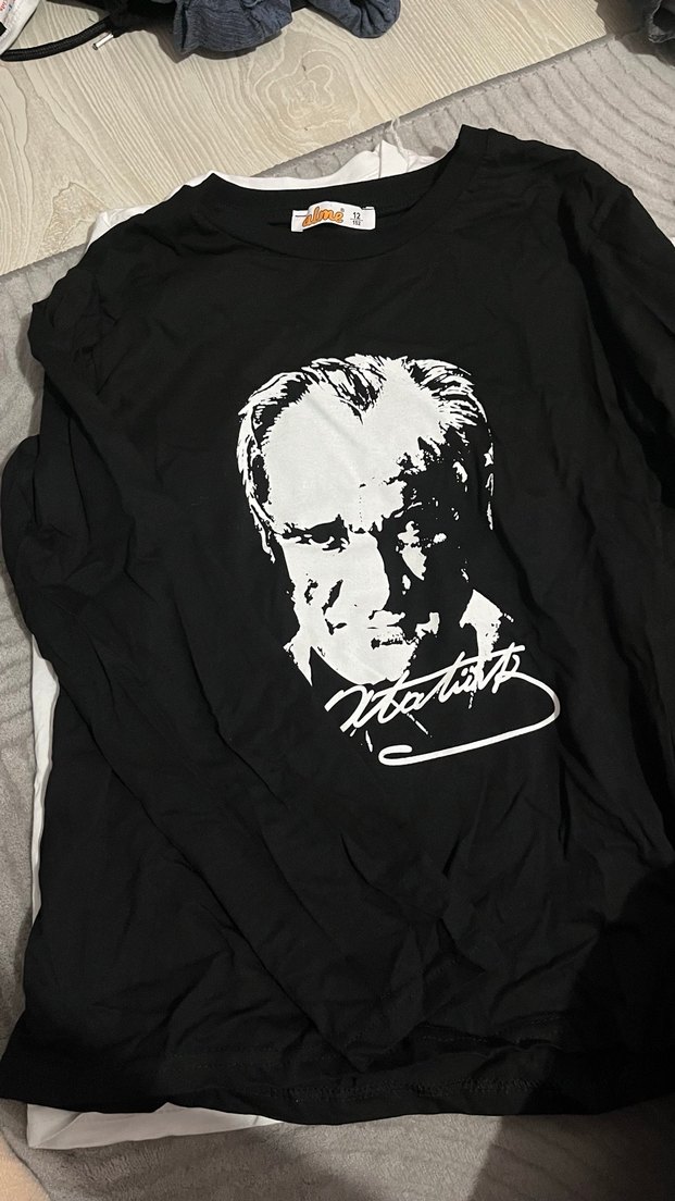 Siyah Baskılı Uzun Kollu Erkek çocuk Tişört ve sweat - Görsel 5