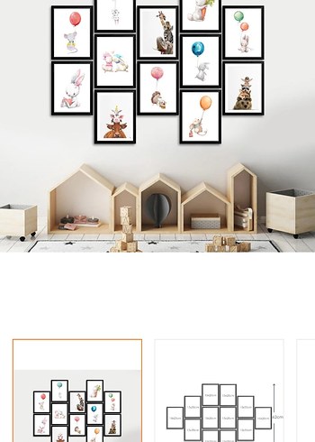 Çocuk odası tablo 12 parça sorunsuz - Görsel 2