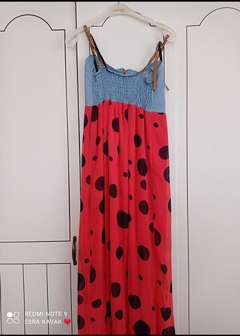 Renkli Puantiyeli Straplez Bohem Elbise - Görsel 2