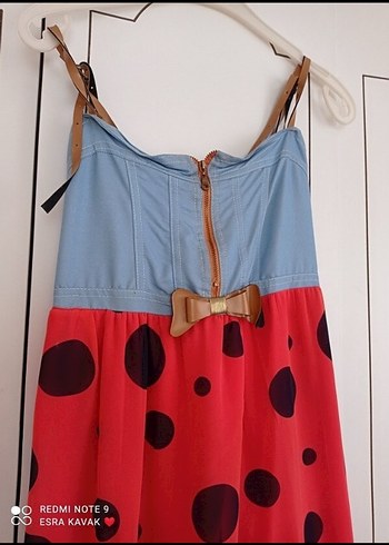 Renkli Puantiyeli Straplez Bohem Elbise - Görsel 3