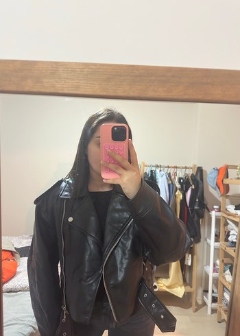 Siyah Zara Deri Biker Ceket